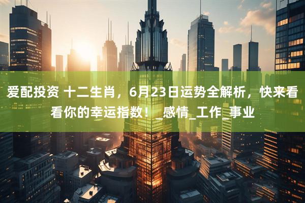 爱配投资 十二生肖，6月23日运势全解析，快来看看你的幸运指数！_感情_工作_事业